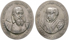 Kempten, Stadt
Hochovale Silbermedaille 1603 von Jan de Vos (unsigniert), auf den Bürgermeister Joseph König und seine Frau Sabina, geb. Mair. Bärtig...