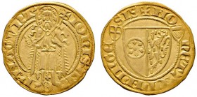 Mainz, Erzbistum
Johann II. von Nassau 1397-1419. Goldgulden o.J. (1414/17) -Bingen-. Johannes der Täufer von vorn stehend, zwischen seinen Beinen ei...