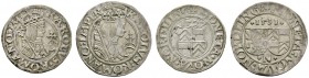 Nördlingen, Reichsmünzstätte
Karl V., Kaiser 1519-1556, Pfandinhaber Graf Eberhard von Eppstein-Königstein (1503-1535). Lot (2 Stücke): Halbbatzen 15...