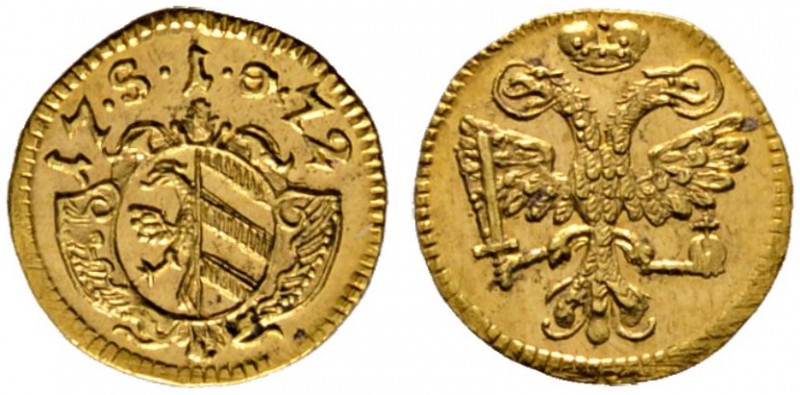 Nürnberg, Stadt
Goldabschlag von den Stempeln des Pfennig 1772 im Gewicht eines...
