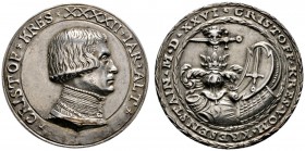Nürnberg, Stadt
Silbermedaille 1526 von Matthes Gebel, auf Christoph Kress von Kressenstein. *CHRISTOF*KRESS* XXXXII*IAR*ALT. Barhäuptige Büste mit h...