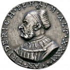 Nürnberg, Stadt
Einseitiges, versilbertes Galvano der Medaille 1526 auf Friedrich Behaim. Dessen Brustbild mit Haube im Alter von 35 Jahren nach link...