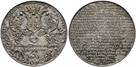 Nürnberg, Stadt
Silbernes Medaillon 1616 von Georg Holdermann, auf die Grundsteinlegung des neuen Rathauses. Unter der gekrönten und mit Zweigen gesc...