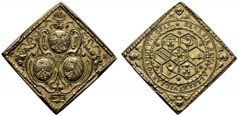 Nürnberg, Stadt
Klippenförmige, Silber-vergoldete Ratsmedaille 1625 von Christi...