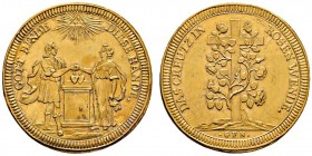 Nürnberg, Stadt
Goldmedaille im Gewicht eines Doppeldukaten o.J. (um 1700) von G.F. Nürnberger, auf die Liebe und Ehe. Unter dem strahlenden göttlich...