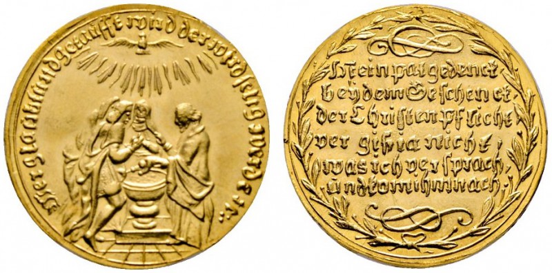 Nürnberg, Stadt
Goldmedaille im Gewicht zu 3 Dukaten o.J. (um 1700) unsigniert,...
