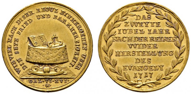 Nürnberg, Stadt
Goldmedaille im Gewicht eines Doppeldukaten 1717 von P.H. Mülle...