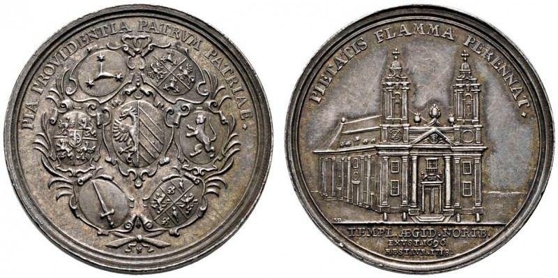 Nürnberg, Stadt
Silbermedaille 1718 von M. Brunner, auf die Wiederherstellung d...