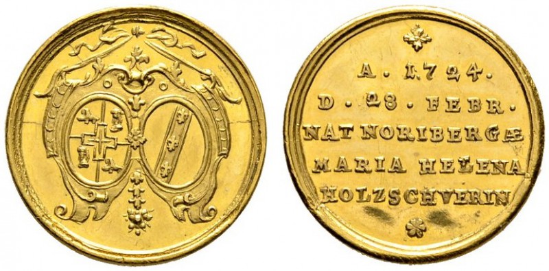Nürnberg, Stadt
Goldmedaille zu 1 Dukaten 1724 von A. Vestner, auf die Geburt v...