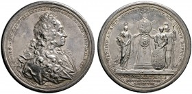 Nürnberg, Stadt
Silbermedaille 1728 von A. Vestner, auf den Tod des Nürberger Patriziers Jakob Wilhelm Imhof (1651-1728). Dessen Brustbild mit großer...