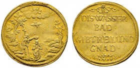 Nürnberg, Stadt
Goldmedaille im Gewicht eines Dukaten o.J. (um 1730) unsigniert, auf die Taufe. Taufe Christi im Jordan / "DIS WASSER/BAD/GIBT HEIL U...