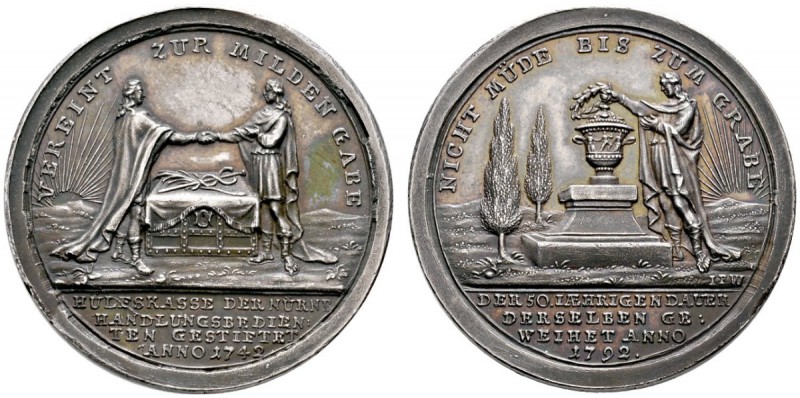 Nürnberg, Stadt
Silbermedaille 1792 von J.P. Werner, auf das 50-jährige Bestehe...