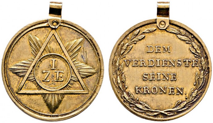Nürnberg, Stadt
Tragbare, vergoldete Silbermedaille o.J. (1824) unsigniert. Prä...