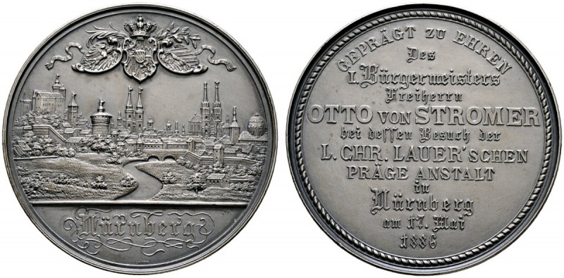 Nürnberg, Stadt
Matt versilberte Bronzemedaille 1886 von L.Chr. Lauer, auf den ...