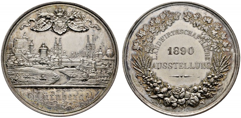 Nürnberg, Stadt
Versilberte Bronzemedaille 1890 von L.Chr. Lauer, auf die Landw...