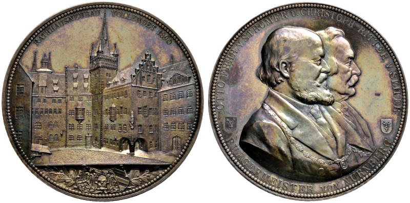Nürnberg, Stadt
Große Silbermedaille 1890 von Lauer, auf die Vollendung des Rat...