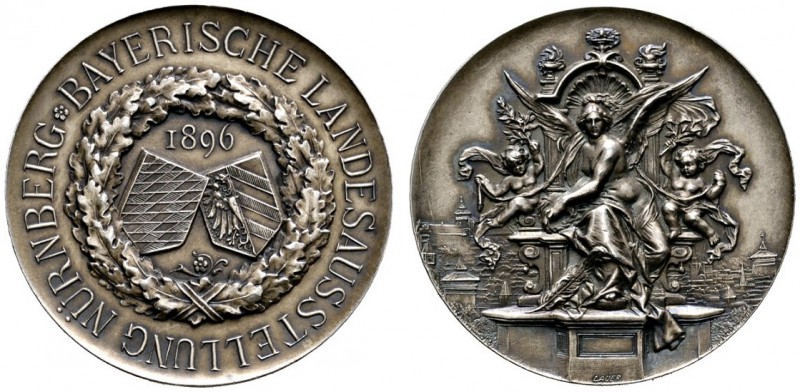 Nürnberg, Stadt
Silbermedaille 1896 von L. Chr. Lauer, auf die 2. Bayerische La...