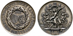 Nürnberg, Stadt
Silbermedaille 1896 von L. Chr. Lauer, auf die 2. Bayerische Landes-, Industrie-, Gewerbe- und Kunstausstellung zu Nürnberg. In einem...