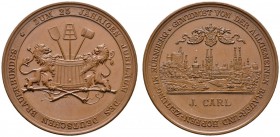 Nürnberg, Stadt
Bronzemedaille 1896 von L. Chr. Lauer, auf das 25-jährige Jubiläum des Deutschen Brauerbundes. Von zwei Löwen gehaltene Bütte mit Bra...
