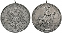 Nürnberg, Stadt
Tragbare, versilberte Bronzemedaille 1897 von Lauer, auf den gleichen Anlass. Reichsadler / Landsknecht mit Federhut, geschulterter M...