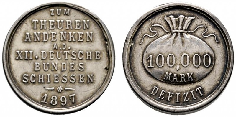 Nürnberg, Stadt
Silbermedaille 1897 unsigniert, auf den gleichen Anlass. "ZUM/T...