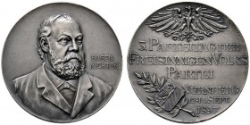 Nürnberg, Stadt
Mattierte Silbermedaille 1897 von R. Ball, auf den 3. Parteitag der Freisinnigen Volkspartei. Brustbild des Vorsitzenden Eugen Richte...