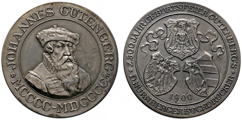 Nürnberg, Stadt
Mattierte Silbermedaille 1900 von L.Chr. Lauer, auf den 500. Ge...