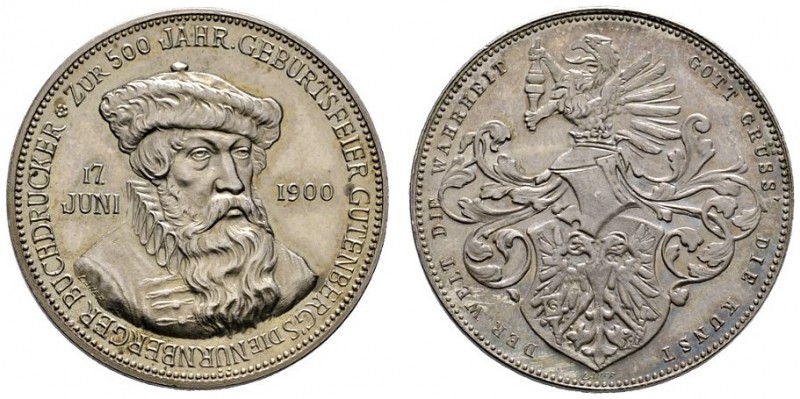 Nürnberg, Stadt
Silbermedaille 1900 von L.Chr. Lauer, auf den gleichen Anlass. ...