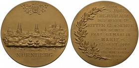Nürnberg, Stadt
Vergoldete Bronzemedaille 1900 von L.Chr. Lauer, auf die Silberne Hochzeit von Dr. Georg von Schuh und seiner Frau Marie - herausgege...