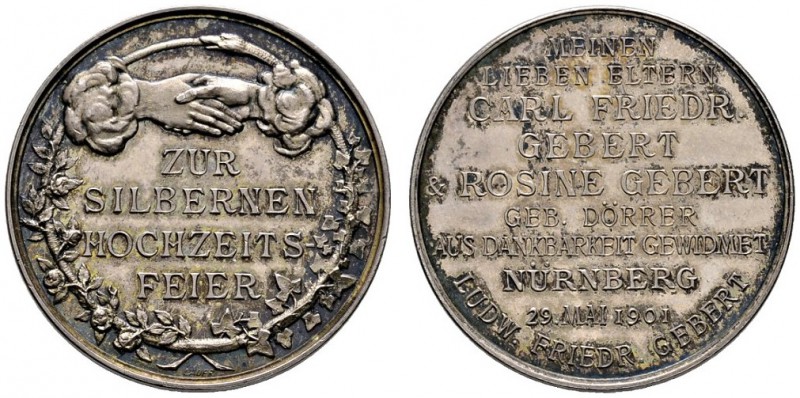 Nürnberg, Stadt
Silbermedaille 1901 von Lauer, auf die Silberne Hochzeit von Ca...