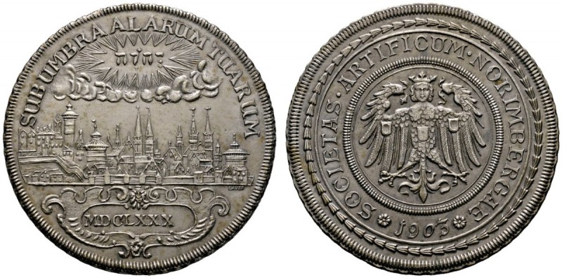 Nürnberg, Stadt
Versilberte Bronzemedaille 1903 von Lauer, auf das Waldfest des...