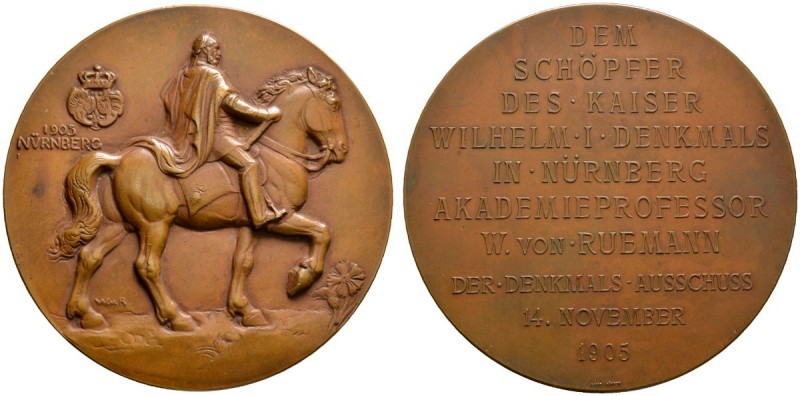 Nürnberg, Stadt
Bronzemedaille 1905 von Lauer, zu Ehren des Schöpfers des Kaise...