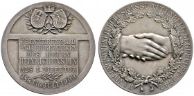 Nürnberg, Stadt
Mattierte Silbermedaille 1909 von Lauer, auf das 25-jährige Jubiläum von Heinrich Enslin als 1. Direktor der Handlungsdiener-Hilfskas...