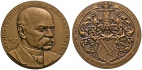 Nürnberg, Stadt
Bronzemedaille 1910 von A. Hummel, auf den 70. Geburtstag des Freiherrn Georg Kress von Kressenstein. Dessen Büste nach halbrechts / ...