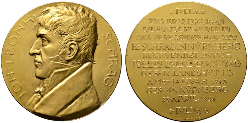 Nürnberg, Stadt
Vergoldete Bronzemedaille 1910 von Lauer, auf das 100-jährige B...
