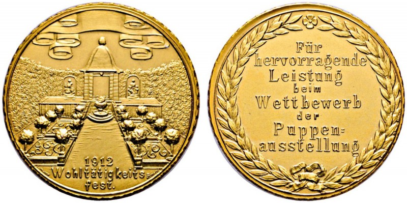 Nürnberg, Stadt
Bronze-vergoldete Prämienmedaille 1912 unsigniert. Für hervorra...