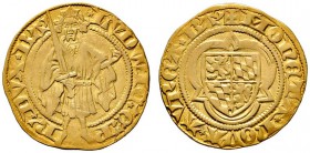 Pfalz, Kurlinie
Ludwig III. 1410-1436. Goldgulden o.J. (nach 1426) -Bacharach-. Pfalzgraf mit Schwert stehend von vorn / Viergeteilter pfalz-bayerisc...