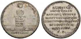 Regensburg, Stadt
Silbermedaille in der Größe eines 1/2 Konventionstalers 1763 von J.Chr. Busch und J.N. Körnlein, auf den Frieden von Hubertusburg -...