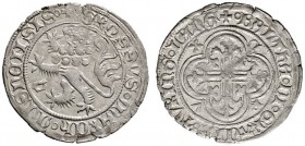 Sachsen-Meißen
Balthasar, Landgraf von Thüringen 1369-1406. Fürstengroschen o.J. (1396-1401) -Sangerhausen-. Mehner 3/85, Krug 524ff. 3,11 g
winzige...