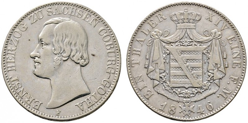 Sachsen-Coburg-Gotha
Ernst II. 1844-1893
Taler 1846 F. AKS 100, J. 282, Thun 3...
