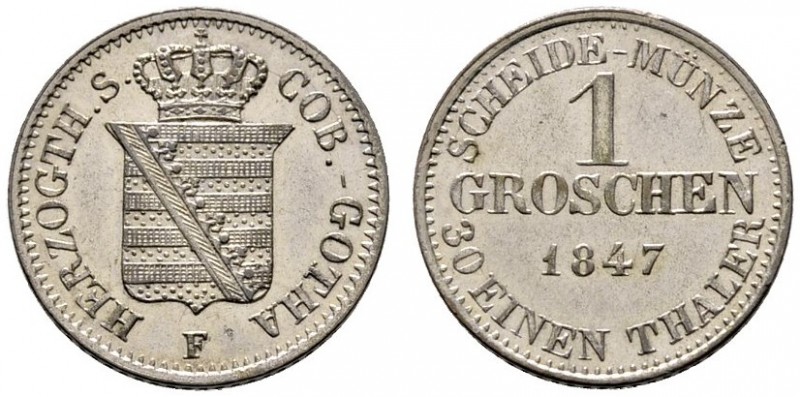 Sachsen-Coburg-Gotha
Ernst II. 1844-1893
Groschen 1847. AKS 110, J. 279.
vorz...