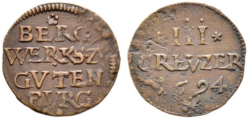 St. Blasien, Abtei
Romanus 1672-1695
Cu-3 Kreuzer 1694. Vier Zeilen Schrift / ...