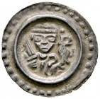 Ulm, königliche Münzstätte
Konrad IV. bis Konradin 1237-1254-1268. Brakteat 1250-1270. Gekröntes Brustbild, das in der Rechten ein aufgerichtetes Sch...