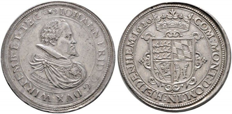 Württemberg
Johann Friedrich 1608-1628
Doppeltaler 1620 -Stuttgart-. Brustbild...