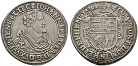 Württemberg
Johann Friedrich 1608-1628
Taler 1624 -Christophstal-. Brustbild (Typ 3) im römischen Harnisch mit Löwenkopfschulter und bloßem Hals nac...