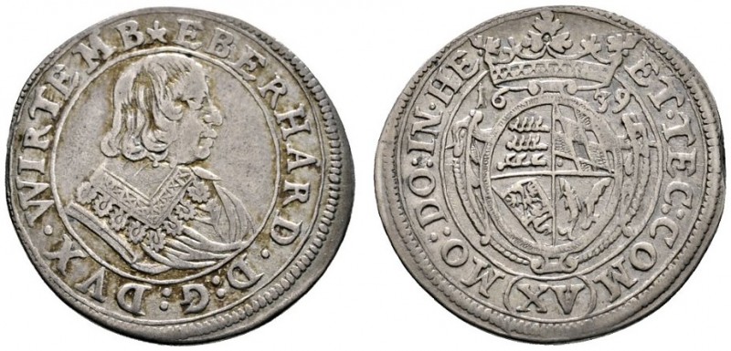 Württemberg
Eberhard III. 1633-1674
15 Kreuzer 1639. Ohne Doppelpunkte nach WI...