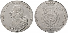 Württemberg
Friedrich Eugen 1795-1797
Konventionstaler 1795. Auf das 300-jährige Bestehen des Herzogtums Württemberg. Brustbild im Harnisch mit Orde...