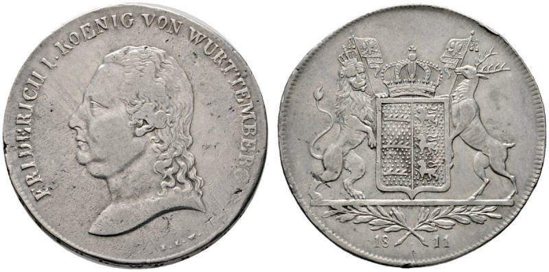 Württemberg
Friedrich II./I. 1797-1806-1816
Kronentaler 1811. Großer Kopf mit ...