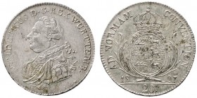 Württemberg
Friedrich II./I. 1797-1806-1816
20 Kreuzer 1807. Mit WÜRTTEMB. KR 37a, AKS 43, J. 11.
fast vorzüglich
