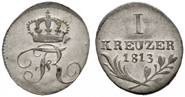 Württemberg
Friedrich II./I. 1797-1806-1816
Kreuzer 1813. KR 47.6, AKS 54, J. 7.
Prachtexemplar, Stempelglanz